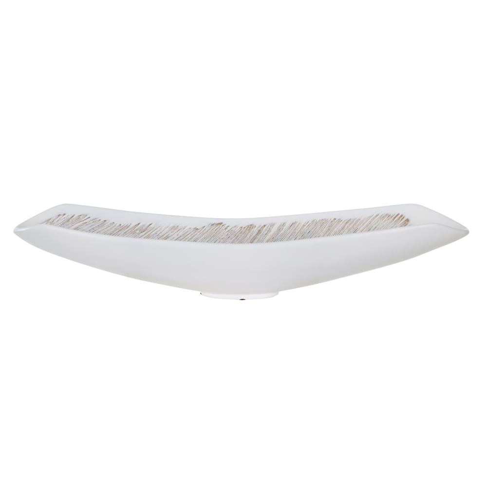 CENTRO DE MESA POLIRESINA FOLHAS (OFF WHITE) 15X68X13cm