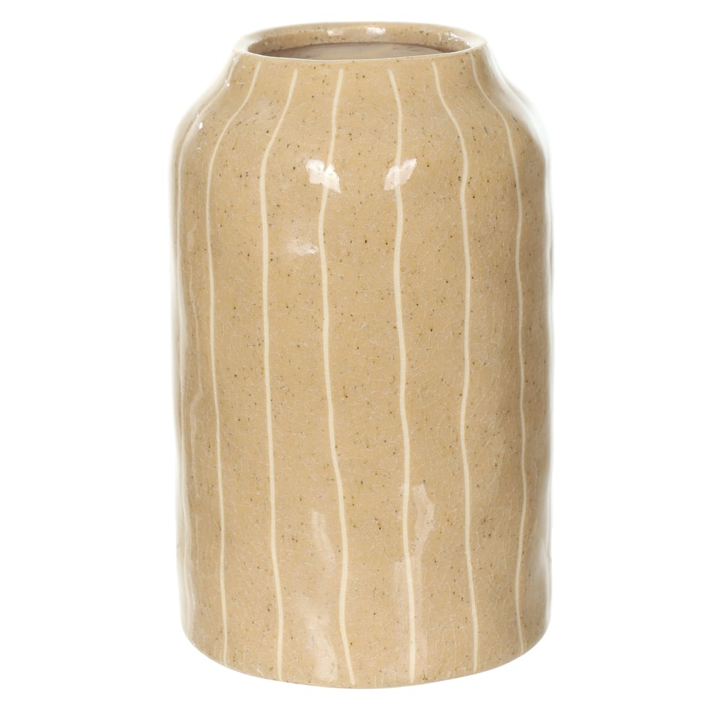 VASO DECORATIVO CERAMICA TEXTURIZADO (BEGE) 20cm 12,5d