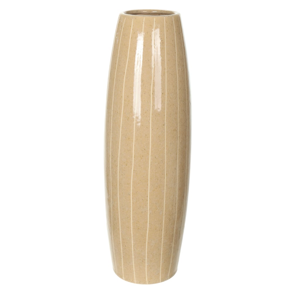 VASO DECORATIVO CERAMICA TEXTURIZADO (BEGE) 41cm 13,5d