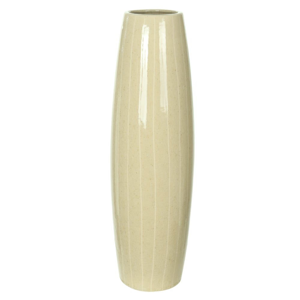 VASO DECORATIVO CERAMICA TEXTURIZADO (OFF WHITE) 48,5cm 14,5d
