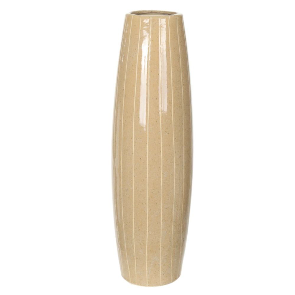 VASO DECORATIVO CERAMICA TEXTURIZADO (BEGE) 48,5cm 14,5d