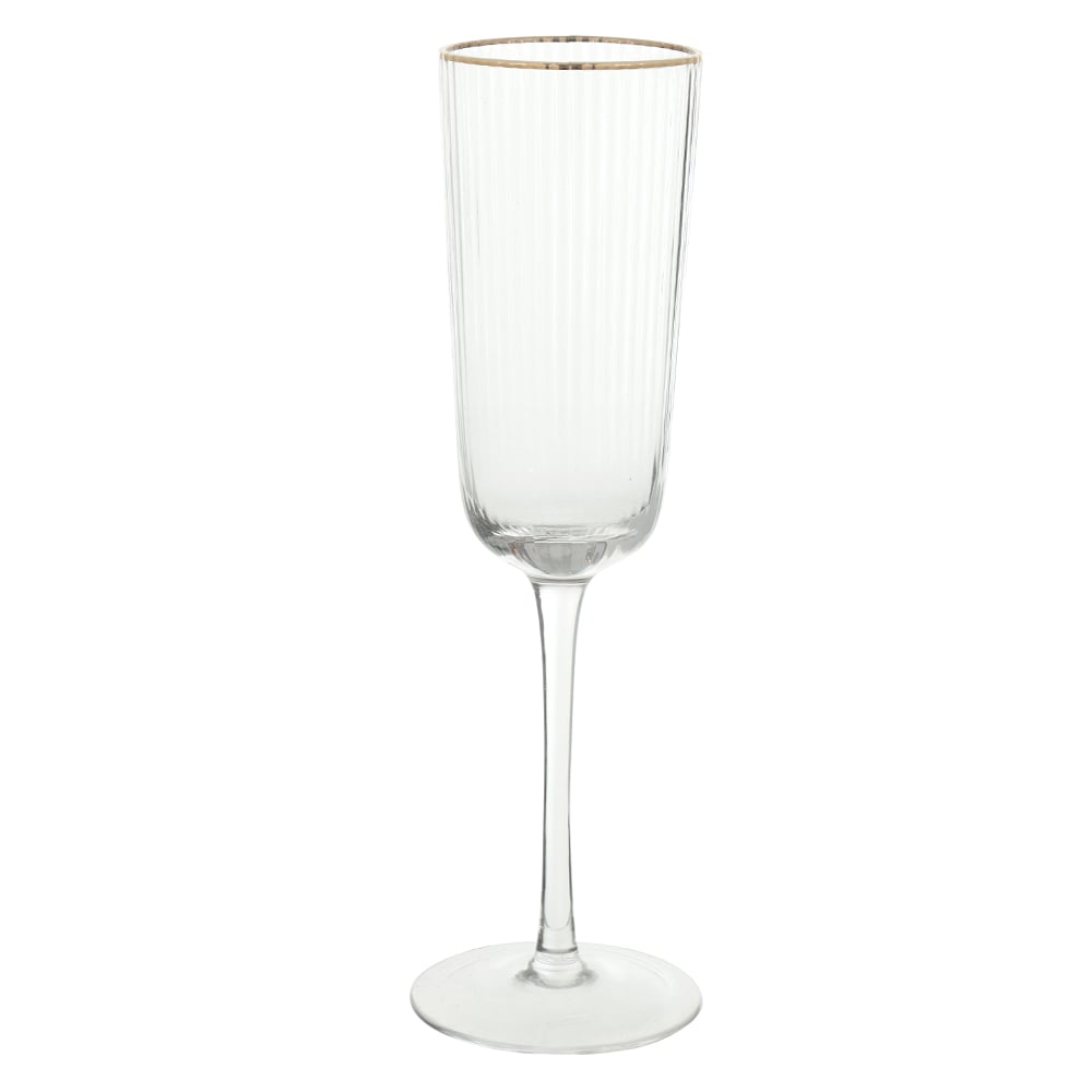CJ TACAS CHAMPANHE 235ml 23,5X6,7cm C/4 PCS DELICATTA (TRANSPARENTE BD.DOURADA)