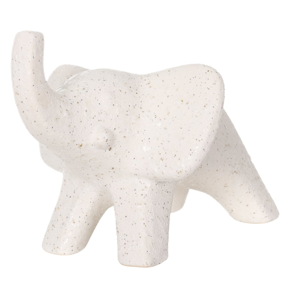 ESCULTURA DECORATIVA CERAMICA ELEFANTE (OFF WHITE) 12X17X12cm