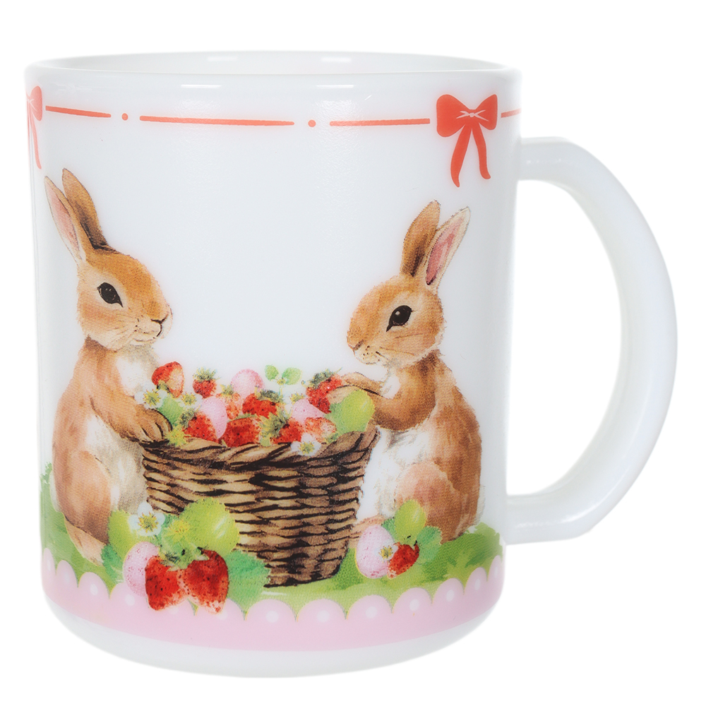 CANECA VIDRO OPALINO MORANGO 350 ML (ROSA) 8X9cm