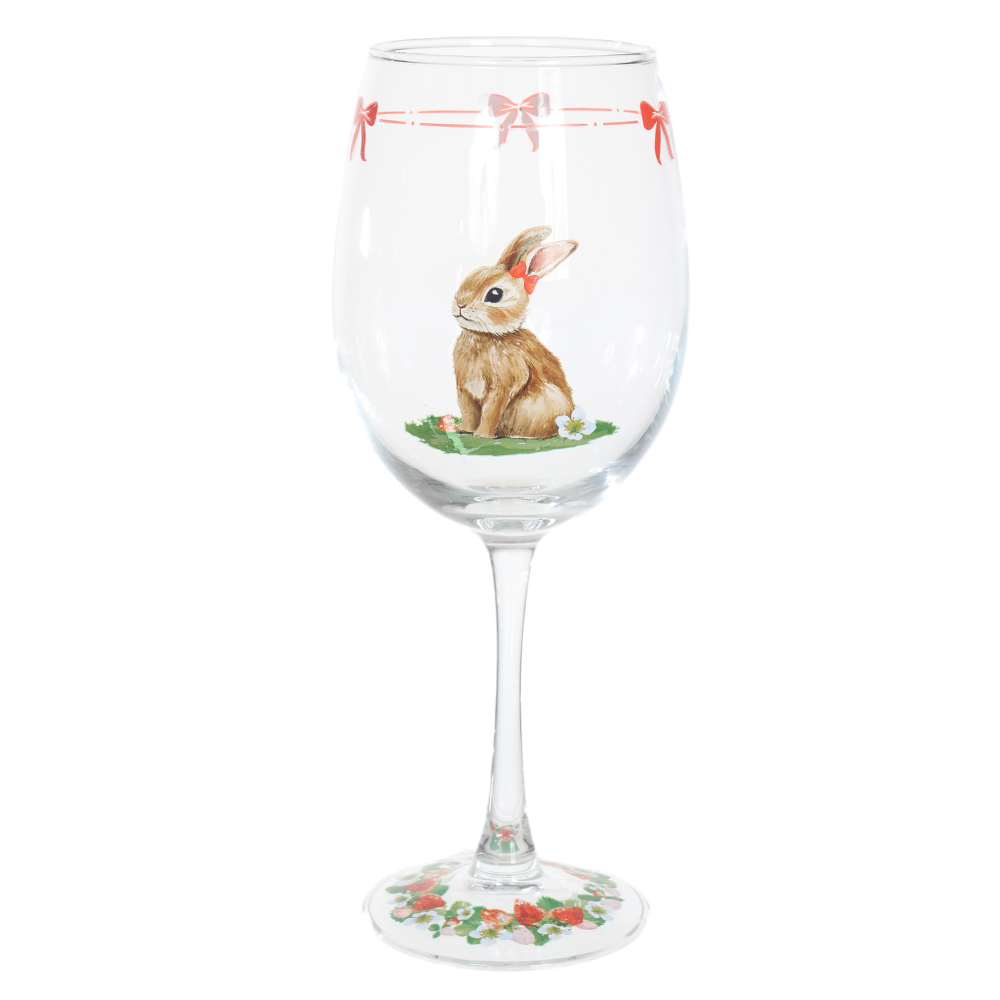 TACA VIDRO 450ML MORANGO (ROSA) 22cm