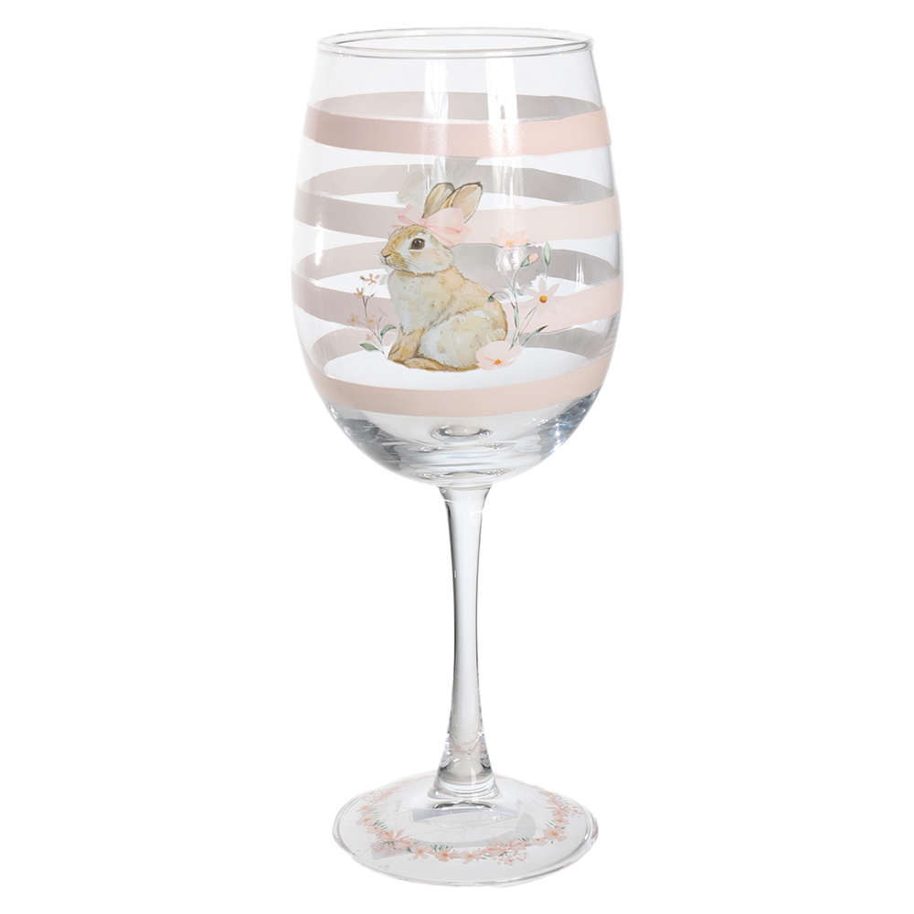 TACA VINHO VIDRO 450ML CANDY (ROSA) 22cm