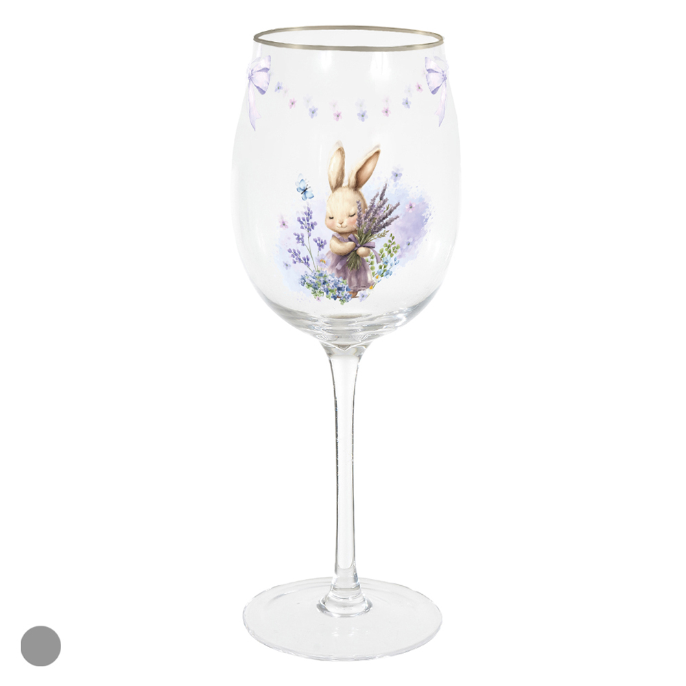 TACA VINHO VIDRO 450ML PROVENCAL (LILAS) 22cm