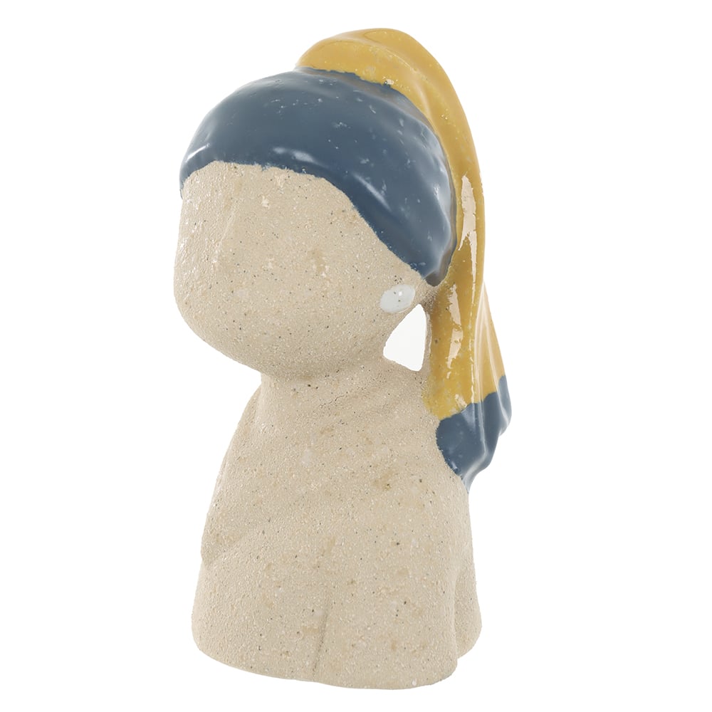 ESCULTURA DECOR CERAMICA MENINA COM BRINCO DE PEROLA (COLORIDO) 19,5X12X10,5cm