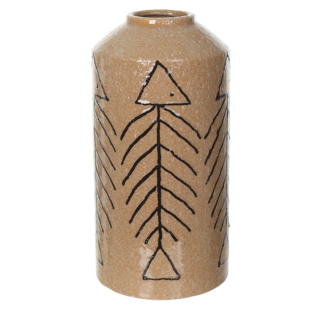 VASO DECORATIVO CERAMICA PEIXE (MARROM) 31cm 15,5d