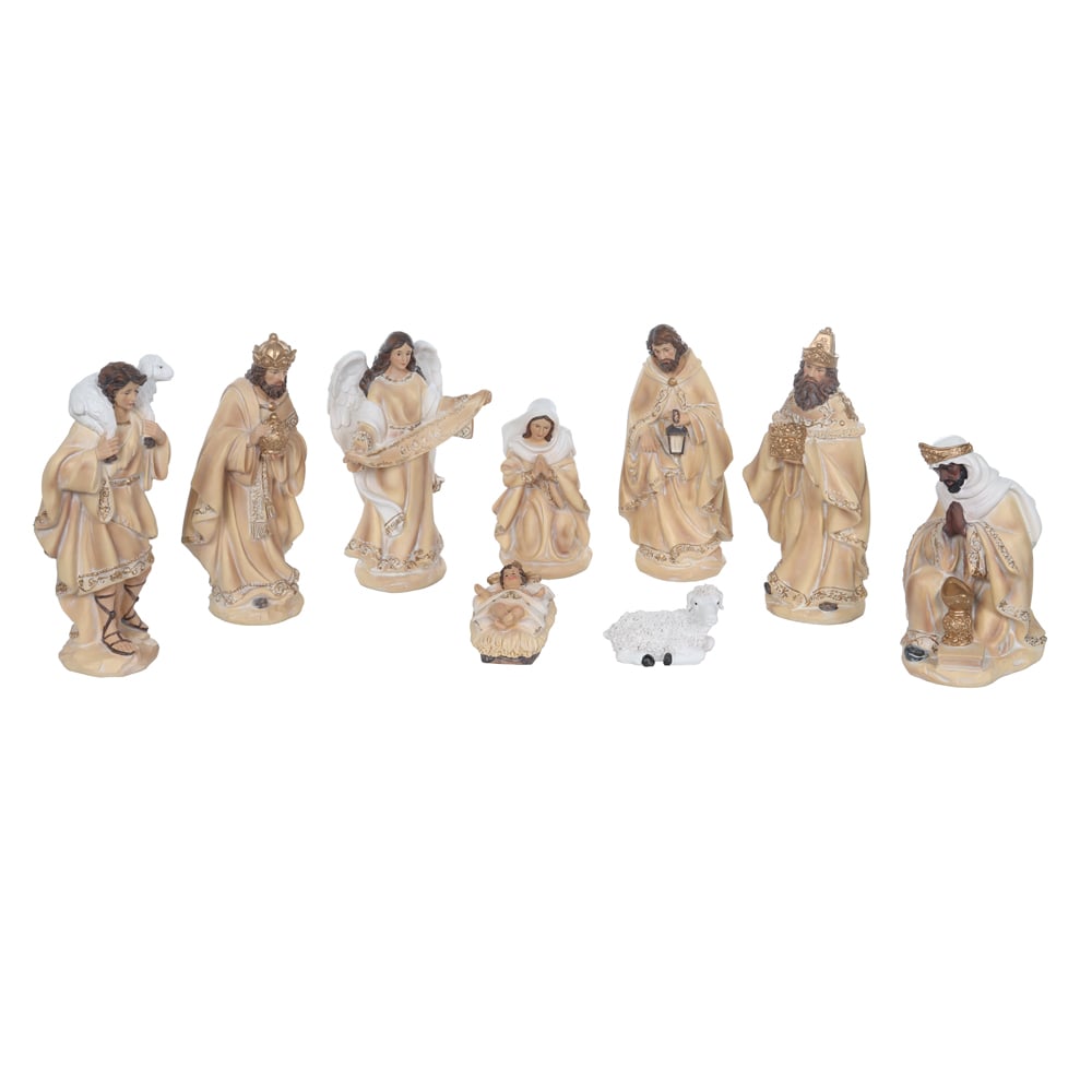 RESINA NATAL PRESEPIO C/9 PCS (BEGE) 31cm