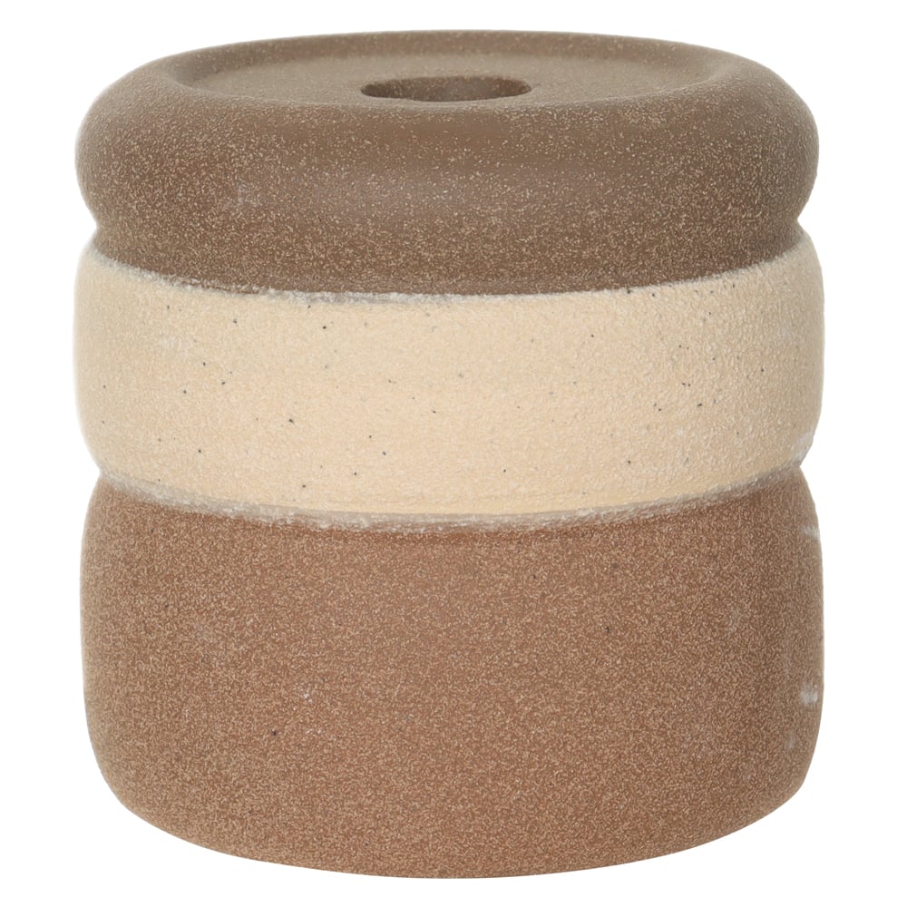PORTA VELAS DECOR CERAMICA TEXTURIZADO P (BEGE MARROM) 10,5cm 10d