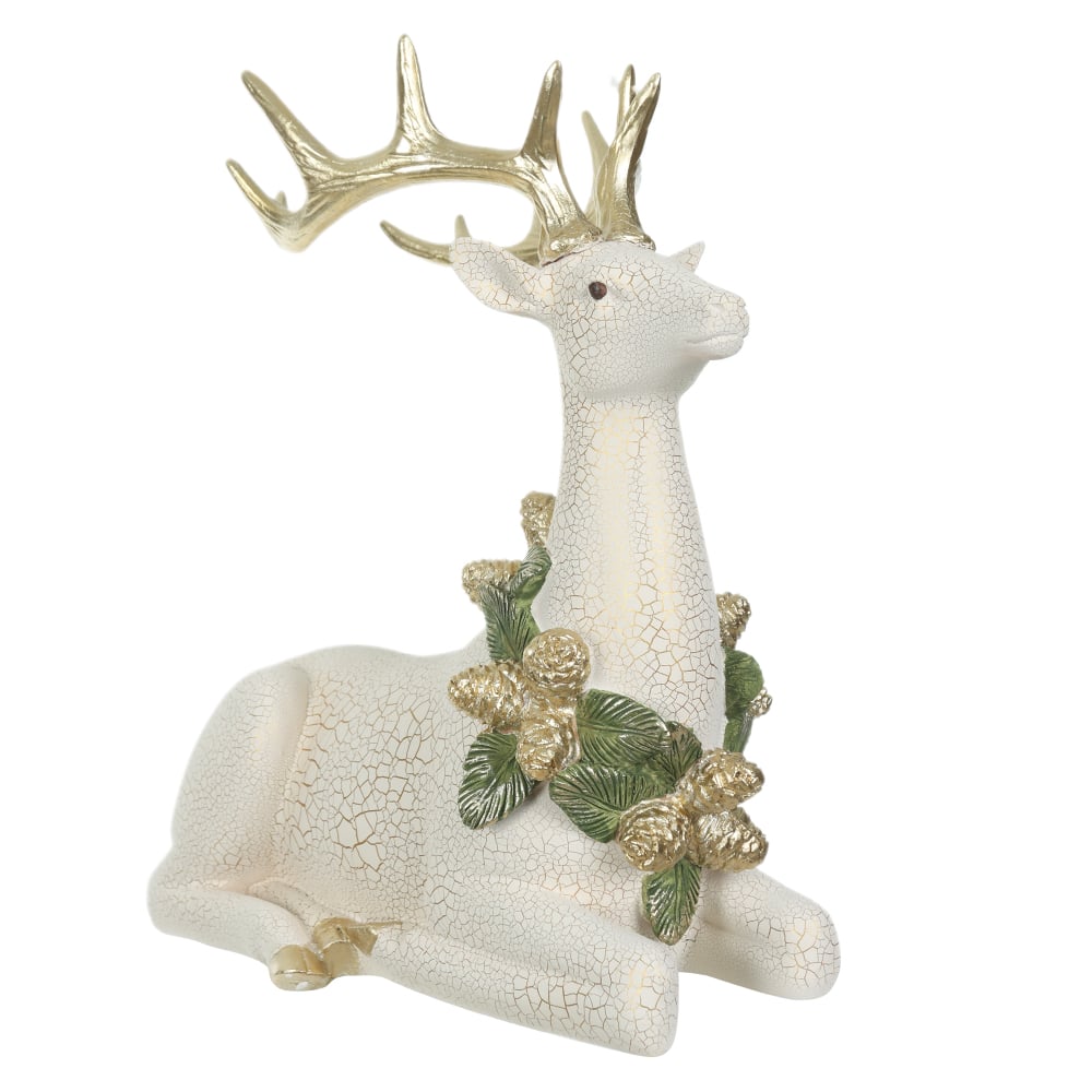 RESINA NATAL RENA DEITADA (DOURADO BEGE) 27,5X29cm