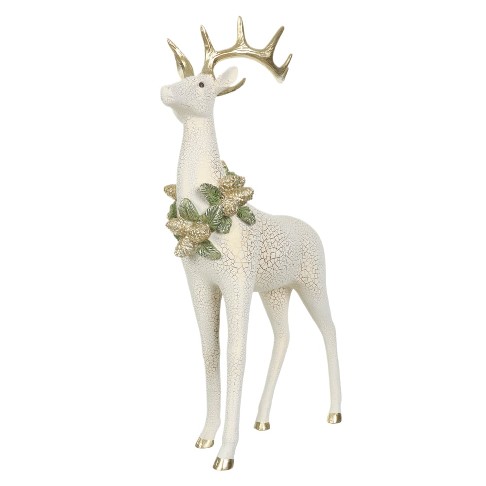 RESINA NATAL RENA EM PE (DOURADO BEGE) 49X32cm