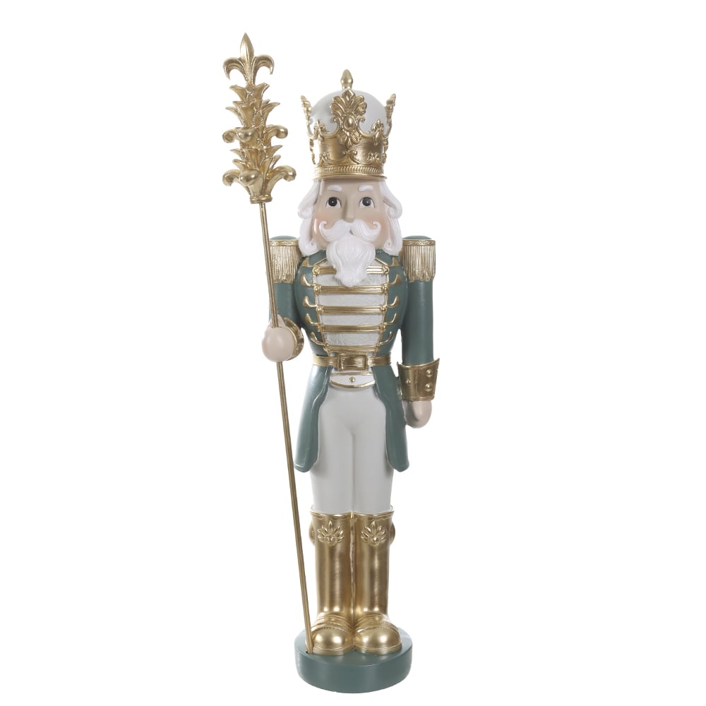 RESINA NATAL QUEBRA NOZES (VERDE DOURADO PEROLA) 58,5X17,5cm