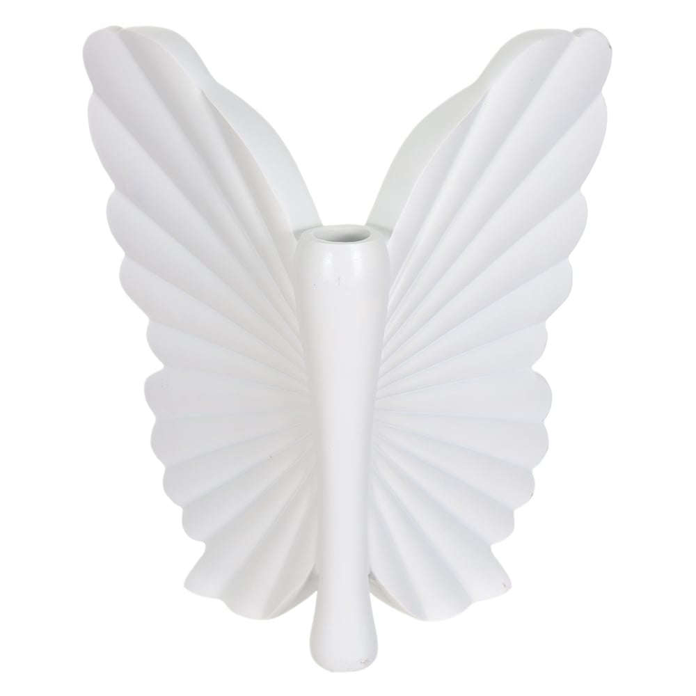 ESCULTURA DECORATIVA POLIRESINA BORBOLETA (BRANCO) 24X23X15cm