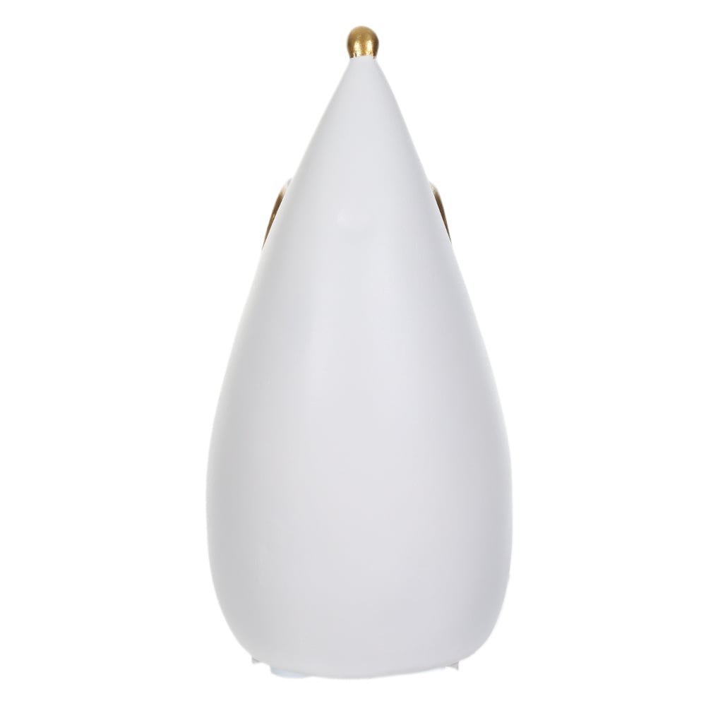 ESCULTURA DECORATIVA POLIRESINA RATINHO (BRANCO DOURADO) 13X7X7,5cm