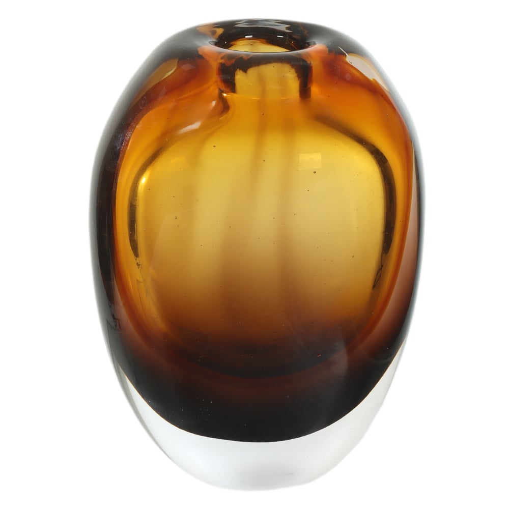 VASO DECORATIVO VIDRO (AMBAR MARROM) 18X13X7,5cm