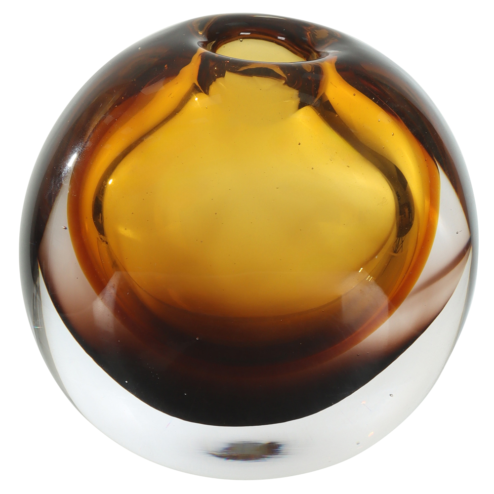 VASO DECORATIVO VIDRO (AMBAR MARROM) 13X13,5X7cm