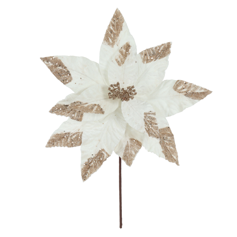 H.BICO DE PAPAGAIO NATAL AVELUDADO C/GLITTER (OFF WHITE) 47cm 44d 12P
