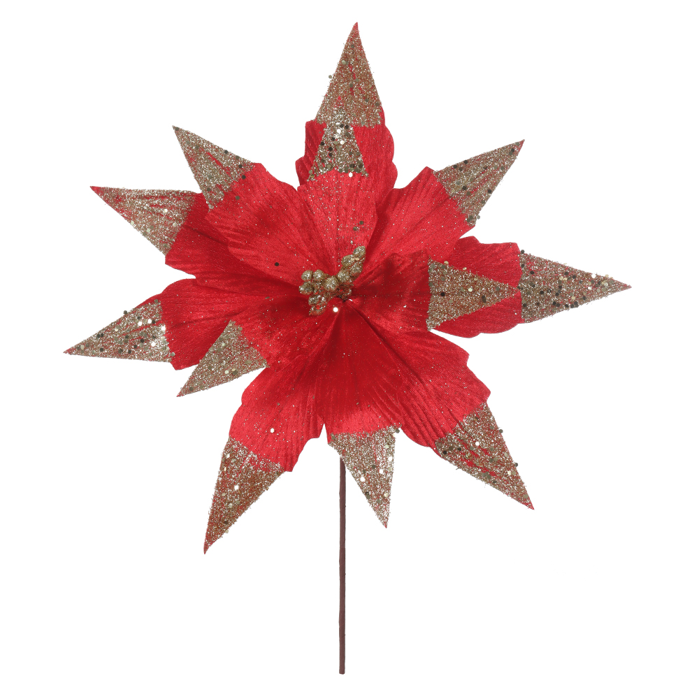 H.BICO DE PAPAGAIO NATAL AVELUDADO (VERMELHO GLITTER DOURADO) 24cm 40d 12P
