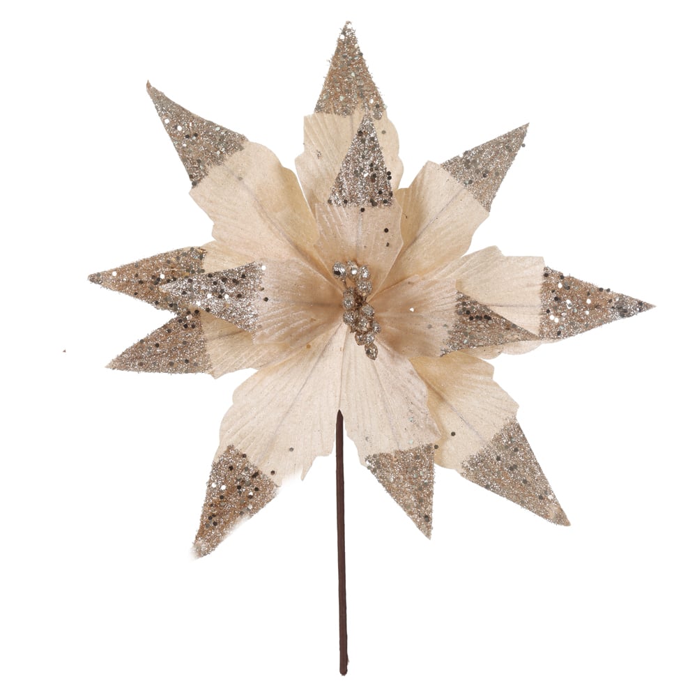 H.BICO DE PAPAGAIO NATAL AVELUDADO (CHAMPANHE GLITTER CHAMPANHE) 24cm 40d 12P