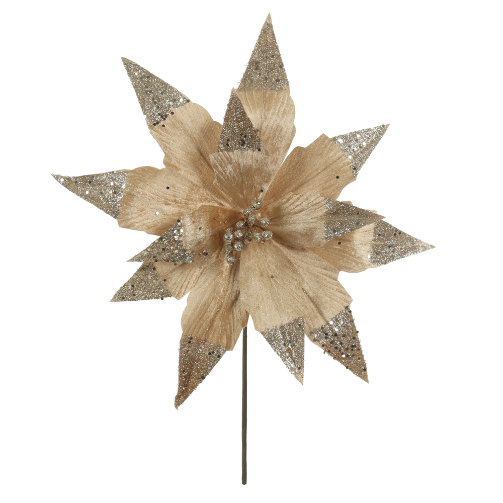 H.BICO DE PAPAGAIO NATAL AVELUDADO (BEGE GLITTER CHAMPANHE) 24cm 40d 12P