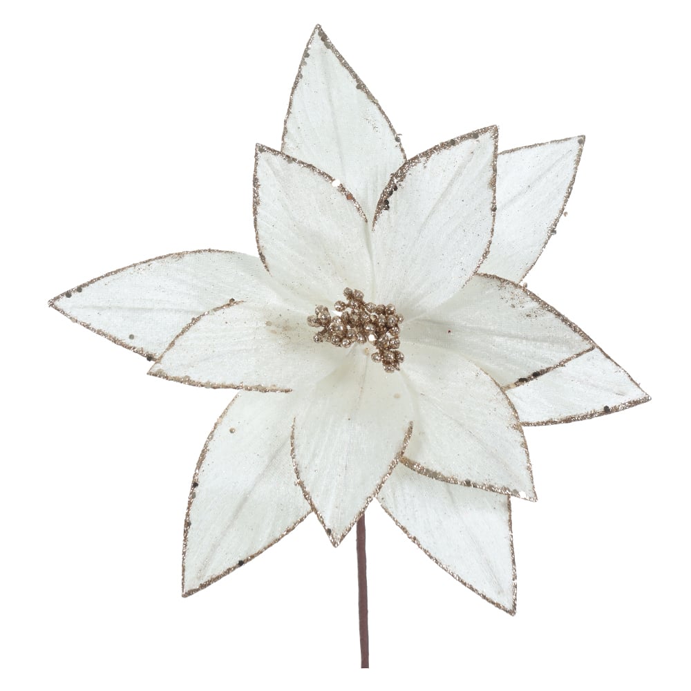 H.BICO DE PAPAGAIO NATAL AVELUDADO (OFF WHITE GLITTER CHAMPANHE) 23cm 29d 12P