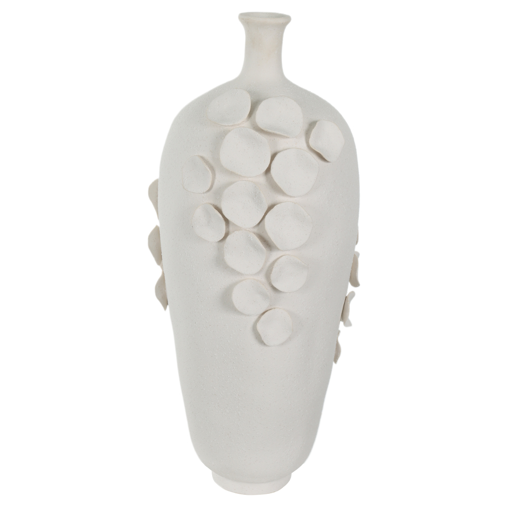 VASO DECORATIVO CERAMICA COM APLICACAO (BRANCO) 43X19,5X18,5cm