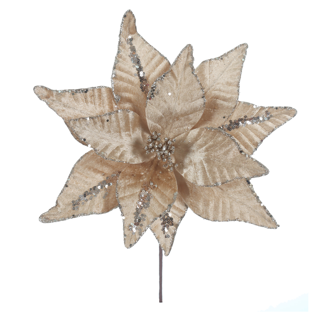H.BICO DE PAPAGAIO NATAL AVELUDADO (BEGE GLITTER CHAMPANHE) 24cm 31d 11P