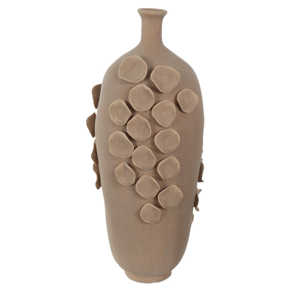 VASO DECORATIVO CERAMICA COM APLICACAO (BEGE) 34,5X16X15,5cm
