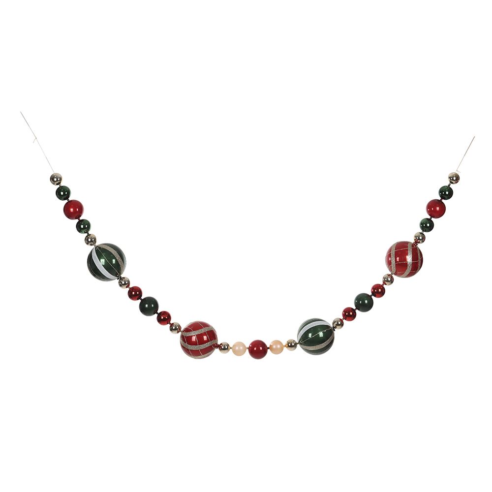 BOLAS DECORADAS CORDAO DE BOLAS NATAL (VERMELHO VERDE) 2,2m
