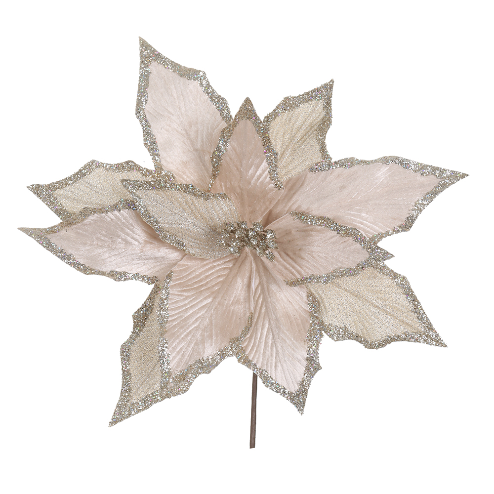H.BICO DE PAPAGAIO NATAL AVELUDADO (CHAMPANHE GLITTER CHAMPANHE) 25cm 35d 12P