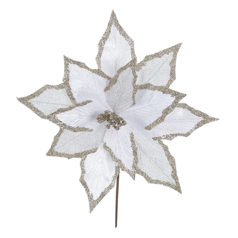 H.BICO DE PAPAGAIO NATAL AVELUDADO (BRANCO GLITTER CHAMPANHE) 25cm 35d 12P