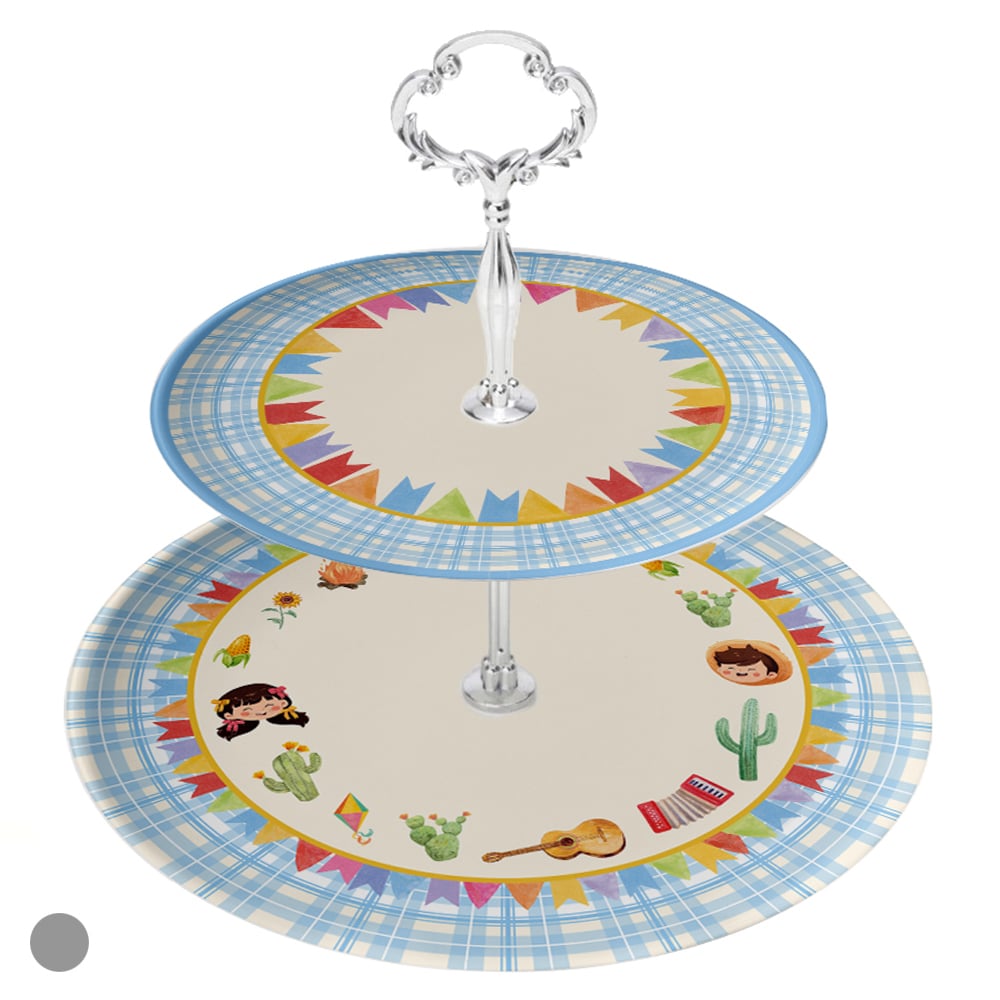 SUPORTE DUPLO PARA DOCES MELAMINA INFANTIL (AZUL) 27,5D