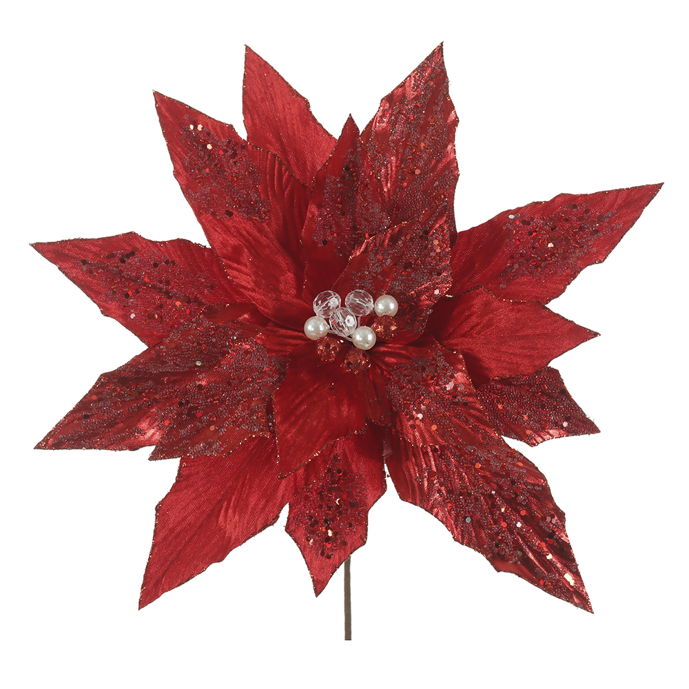 H.BICO DE PAPAGAIO NATAL AVELUDADO (VERMELHO GLITTER VERMELHO) 25cm 37d 16P