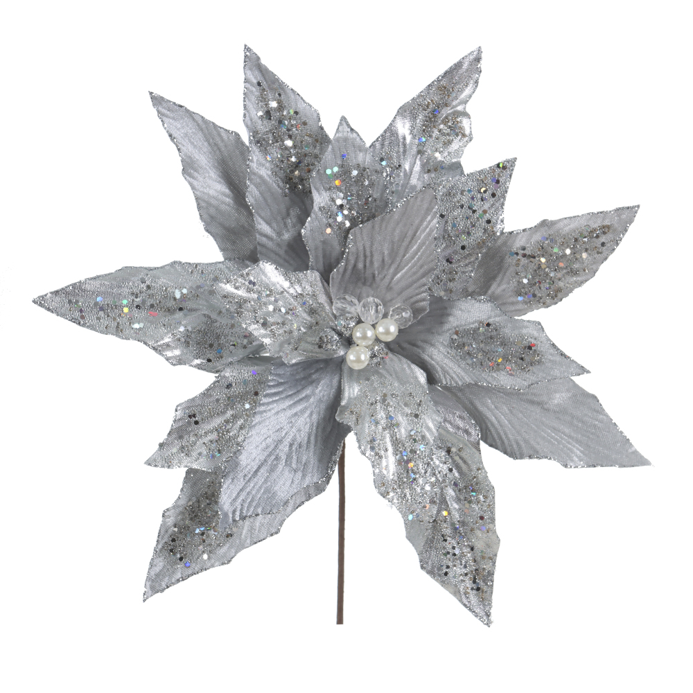 H.BICO DE PAPAGAIO NATAL AVELUDADO (PRATA GLITTER PRATA) 25cm 37d 16P