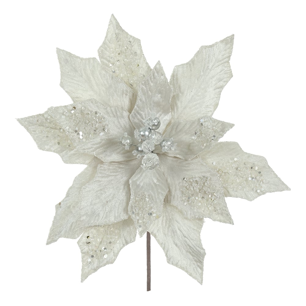 H.BICO DE PAPAGAIO NATAL AVELUDADO (BRANCO GLITTER PRATA) 25cm 27d 14P