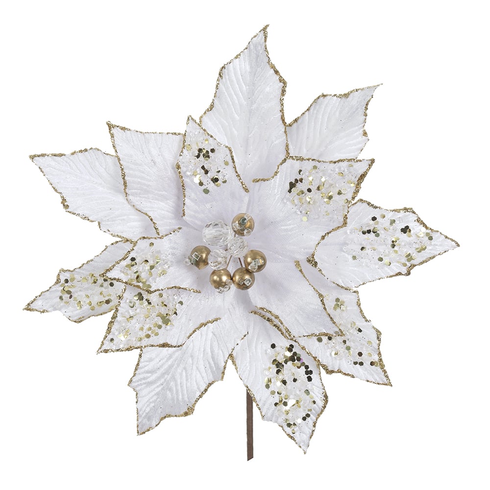 H.BICO DE PAPAGAIO NATAL AVELUDADO (BRANCO GLITTER DOURADO) 25cm 27d 14P