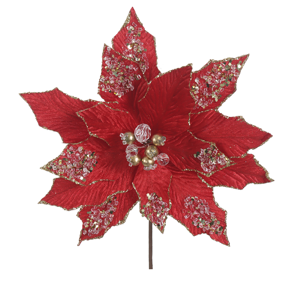 H.BICO DE PAPAGAIO NATAL AVELUDADO (VERMELHO GLITTER DOURADO) 25cm 27d 14P