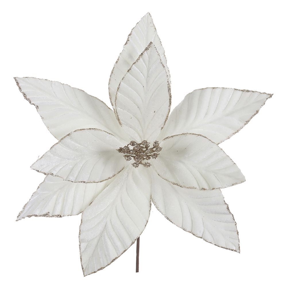 H.BICO DE PAPAGAIO NATAL AVELUDADO (OFF WHITE GLITTER CHAMPANHE) 25cm 33d 9P