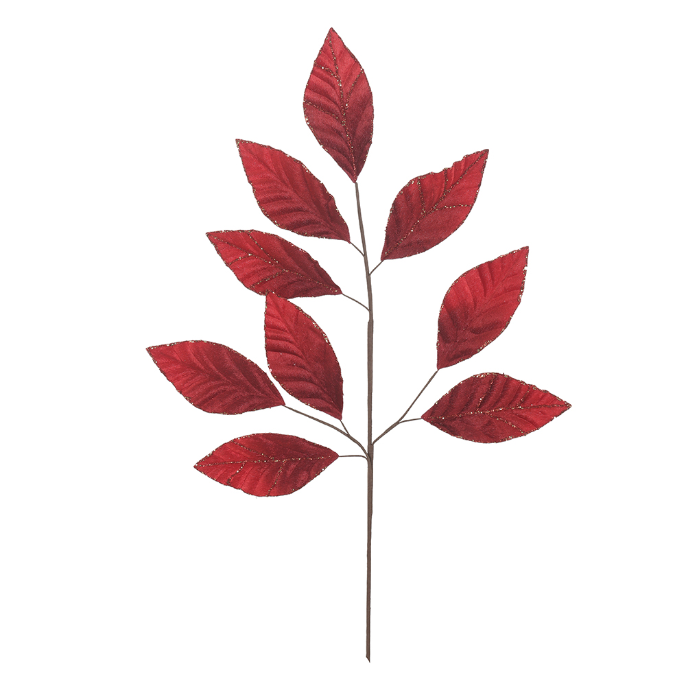 H.FOLHA NATAL AVELUDADO (VERMELHO) 65cm 9P