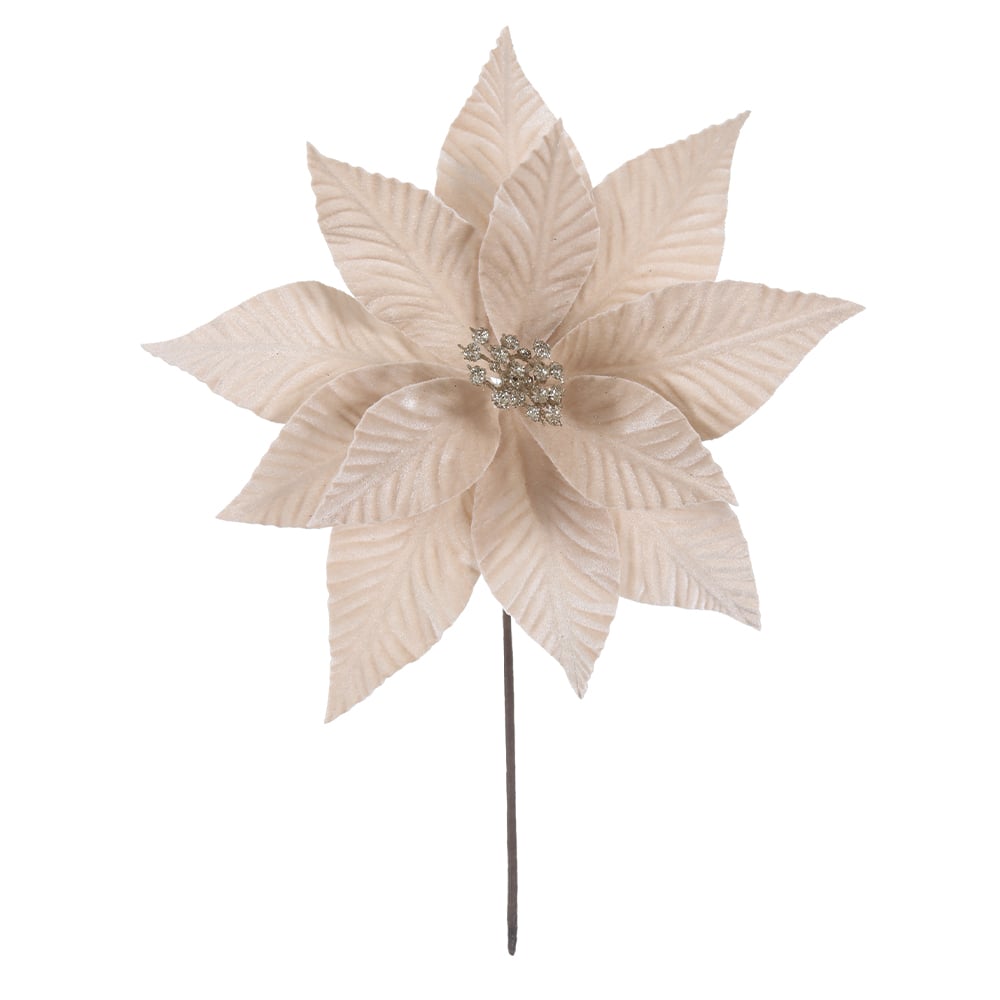 H.BICO DE PAPAGAIO NATAL AVELUDADO (BEGE GLITTER CHAMPANHE) 25cm 30d 12P