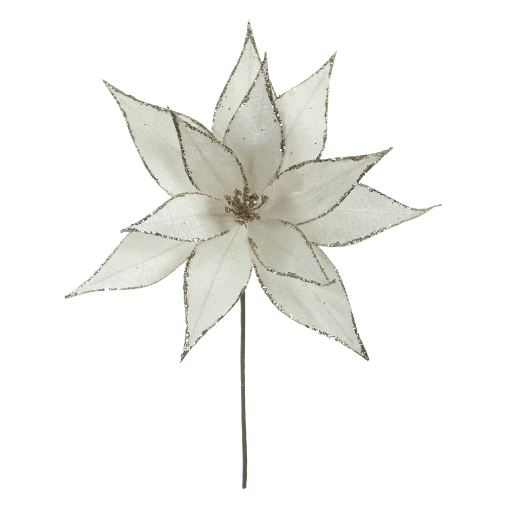 H.BICO DE PAPAGAIO NATAL AVELUDADO (OFF WHITE GLITTER CHAMPANHE) 25cm 30d 12P