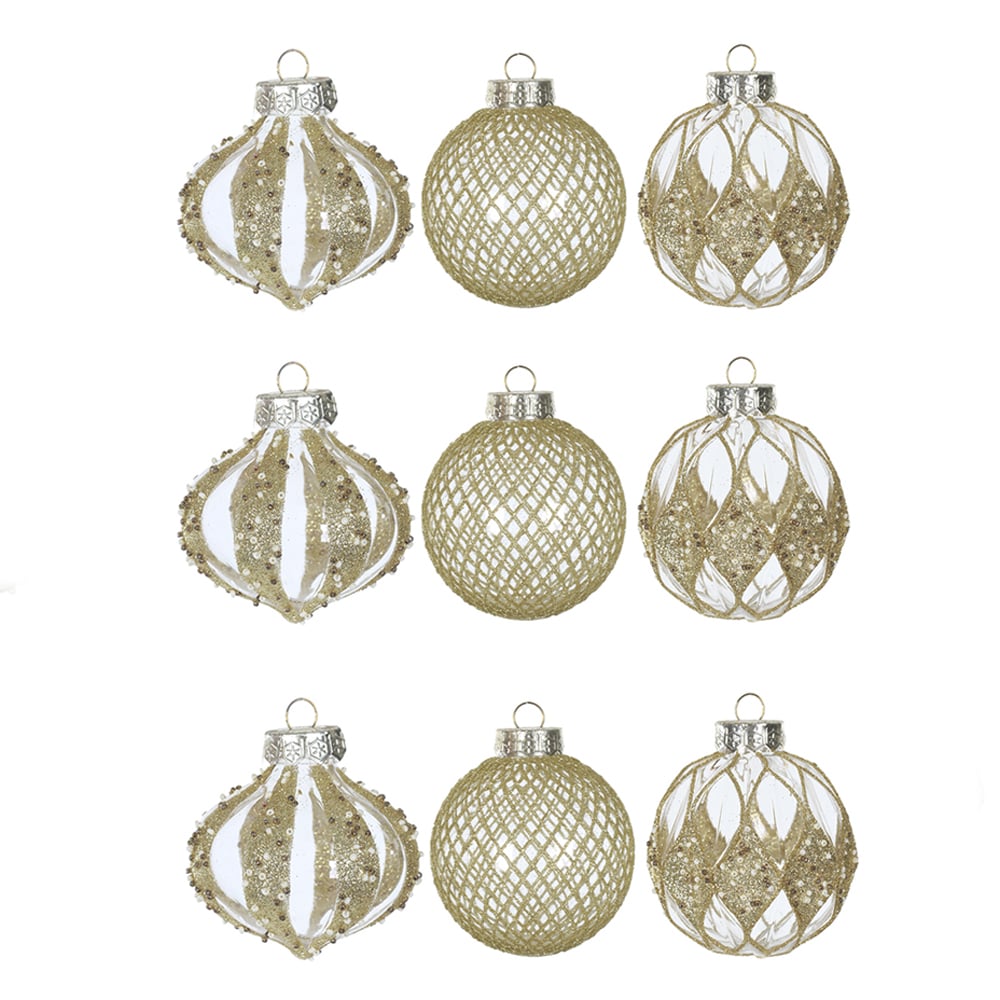 BOLAS DECORADAS 8CM C/9 UND (DOURADO) 8D