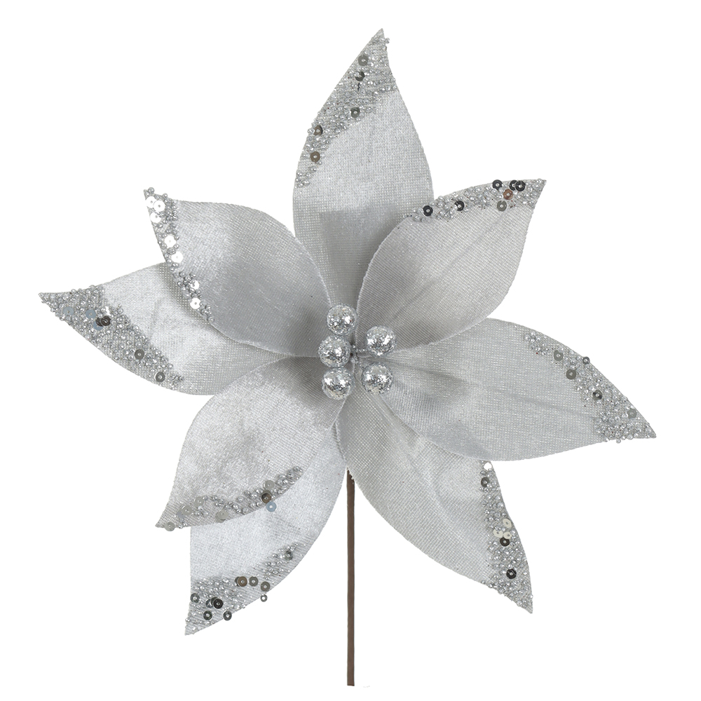 H.BICO DE PAPAGAIO NATAL AVELUDADO (PRATA GLITTER PRATA) 25cm 25d 8P
