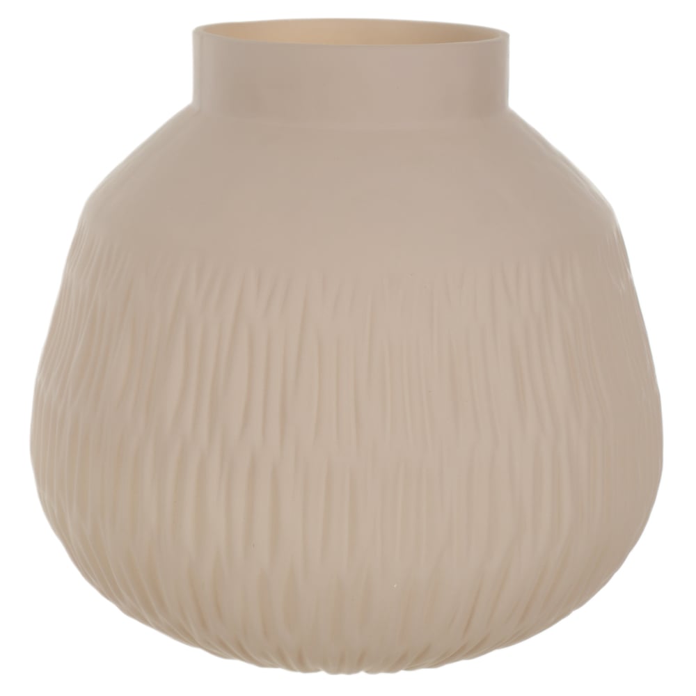 VASO DECORATIVO VIDRO COM TEXTURA (BEGE ESCURO) 25,5cm 28d