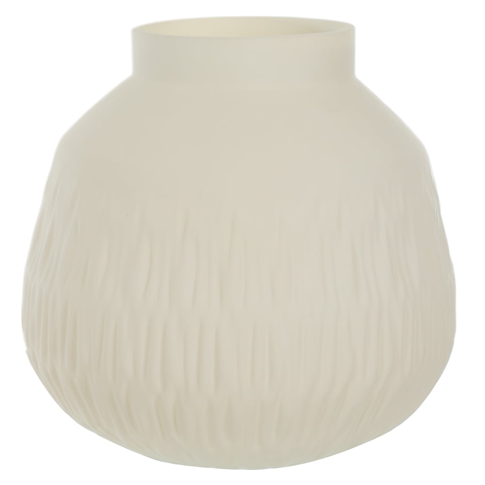 VASO DECORATIVO VIDRO COM TEXTURA (BEGE) 20cm 20,5d