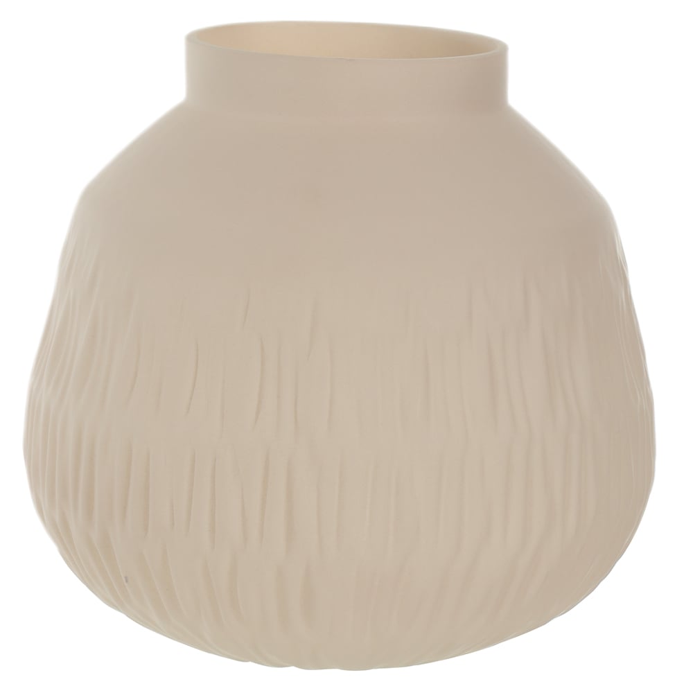 VASO DECORATIVO VIDRO COM TEXTURA (BEGE ESCURO) 20cm 20,5d
