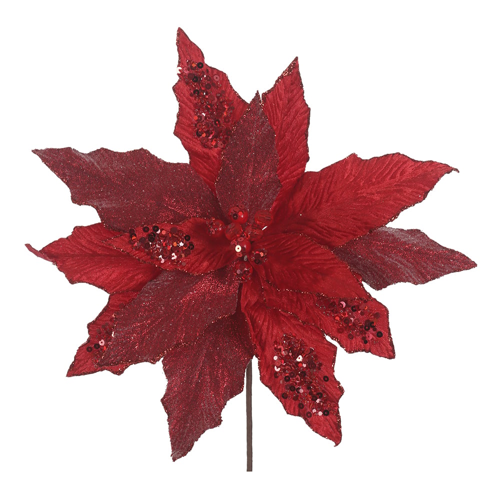 H.BICO DE PAPAGAIO NATAL AVELUDADO C/GLITTER (VERMELHO) 25cm 32d 13P