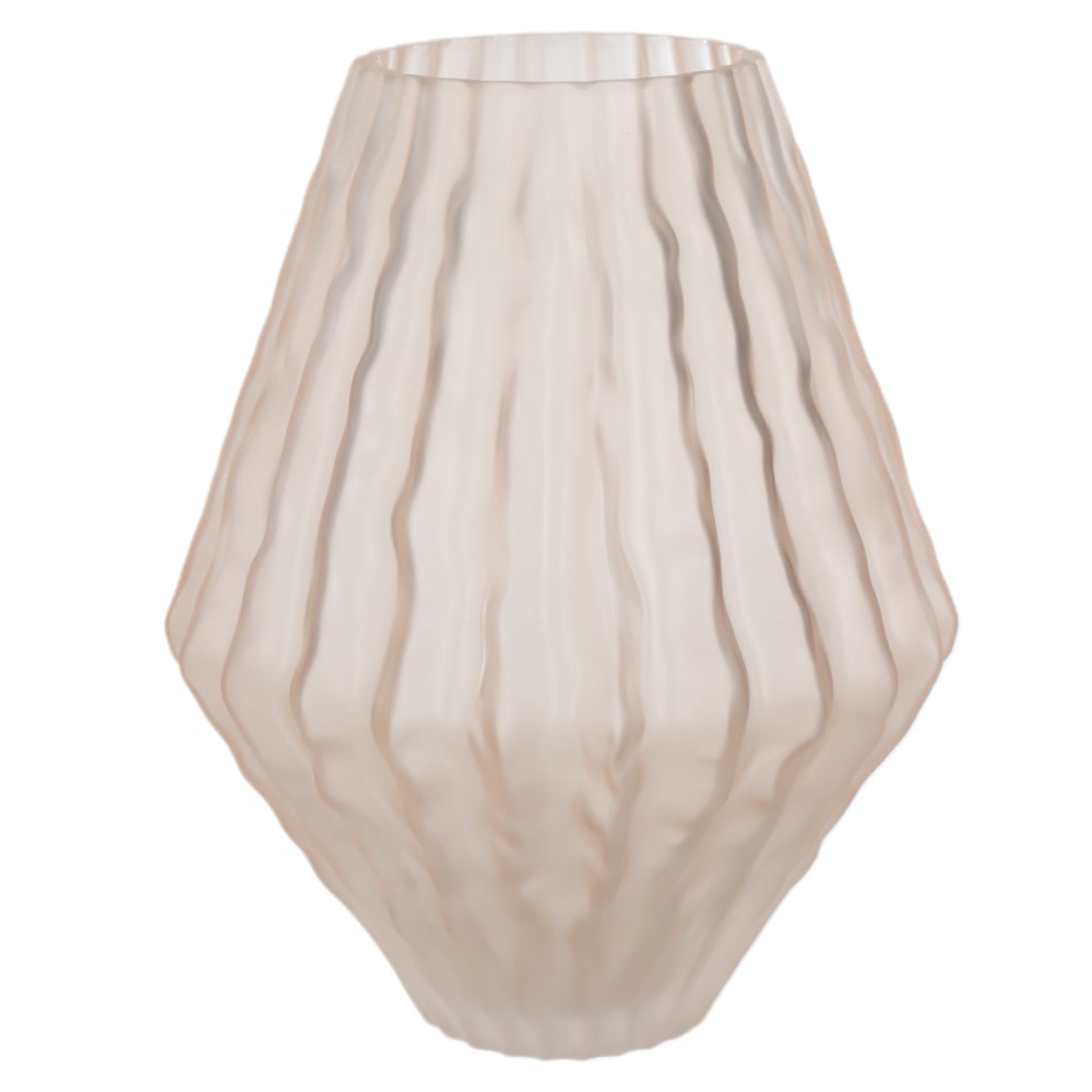 VASO DECORATIVO VIDRO COM TEXTURA (ROSA CLARO FOSCO) 24cm 20d